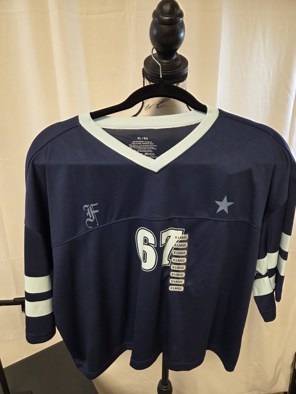 MAD Engine Navy Crop Jersey with Light Blue Trim